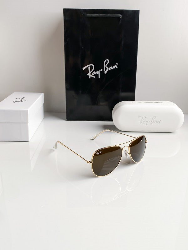 Branded Rb Gold Green Aviator Sunglasses (With Original Kit) - Image 4