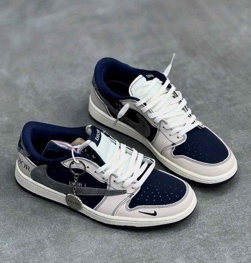 Dior Air Jordan Retro 1 X Travis Scott Navy Blue 5014TOP BATCH UA - Image 2
