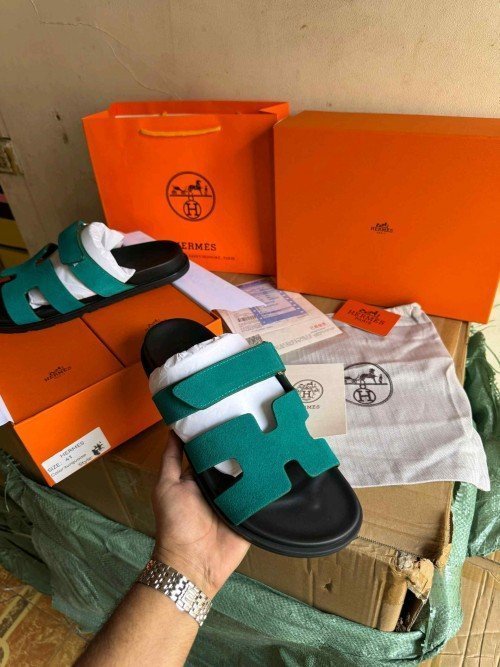 Hermes Chypre Supermaster Suede Flat Sandal Green Fix 207 TOP BATCH UA - Image 3