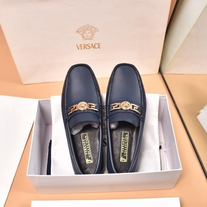 VERSAC_E LOGO BLUE PREMIUM LEATHER LOAFER TOP BATCH UA - Image 2