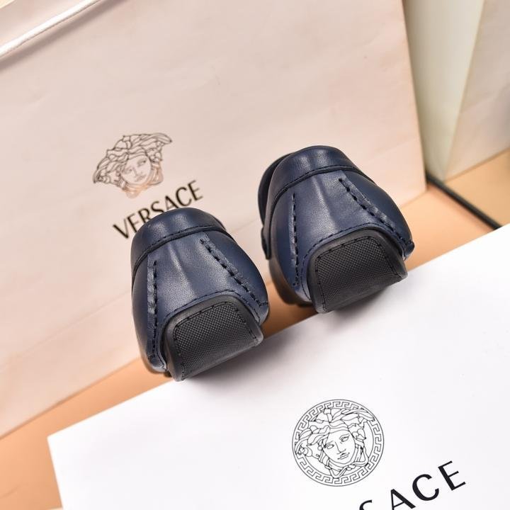VERSAC_E LOGO BLUE PREMIUM LEATHER LOAFER TOP BATCH UA - Image 6