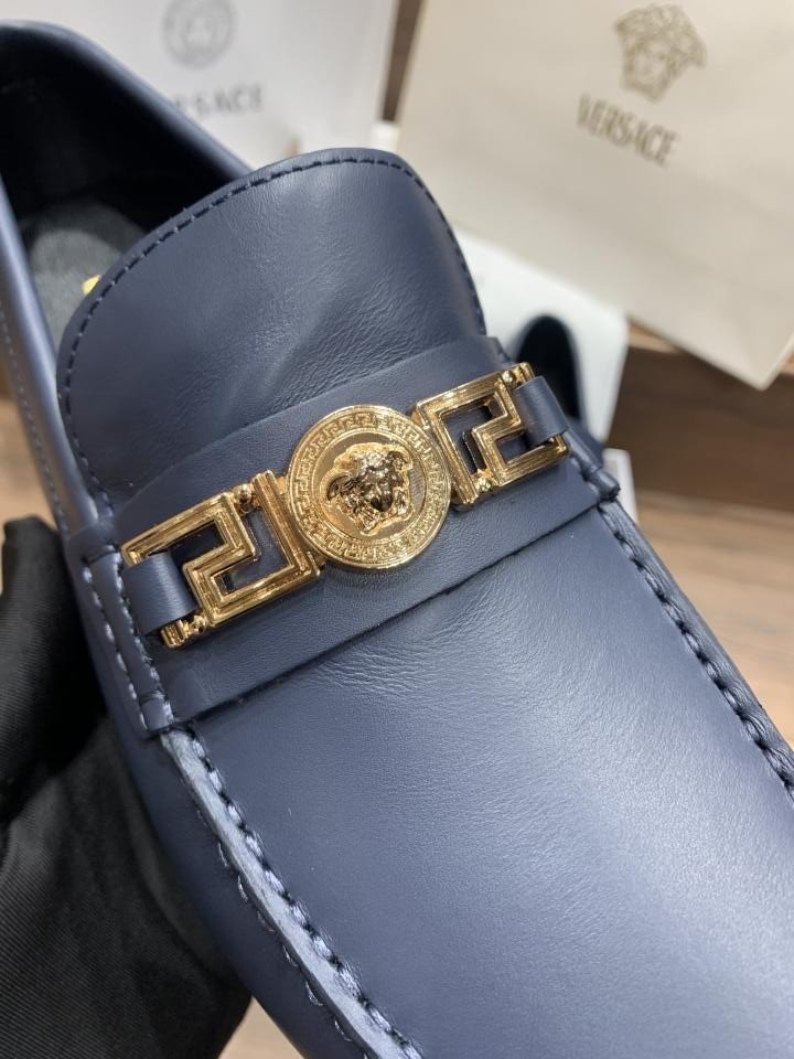 VERSAC_E LOGO BLUE PREMIUM LEATHER LOAFER TOP BATCH UA - Image 5