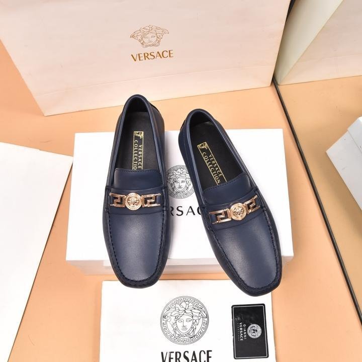 VERSAC_E LOGO BLUE PREMIUM LEATHER LOAFER TOP BATCH UA - Image 3