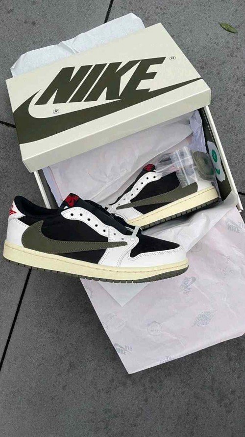Nike Air Jordan Retro 1 Low X Travis Scott Olive UA QUALITY 218 TOP BATCH UA - Image 2