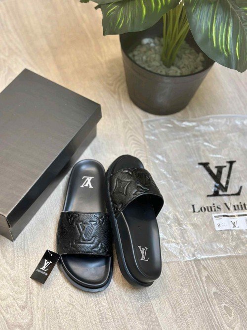 Louis Vuitton Monogram Black Premium Slides - Image 2
