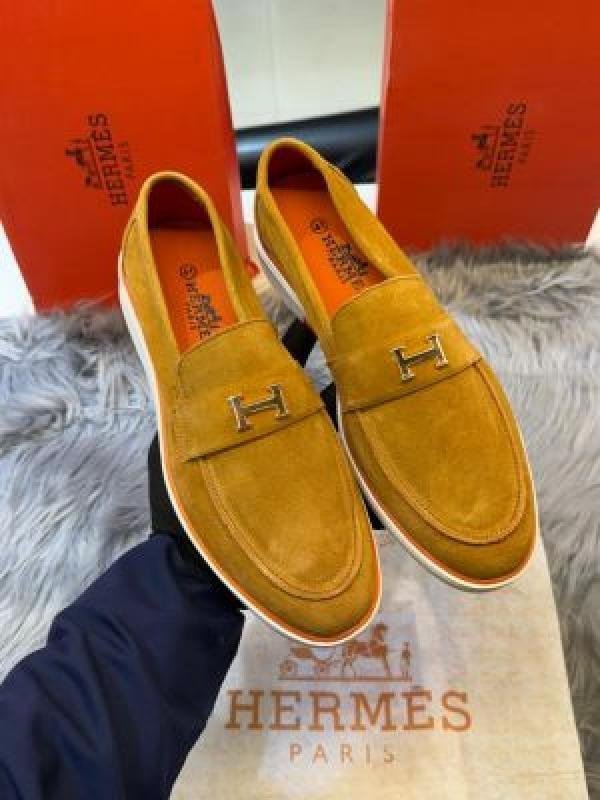 Hermes_logo tan 100% Genuine Suede Leather