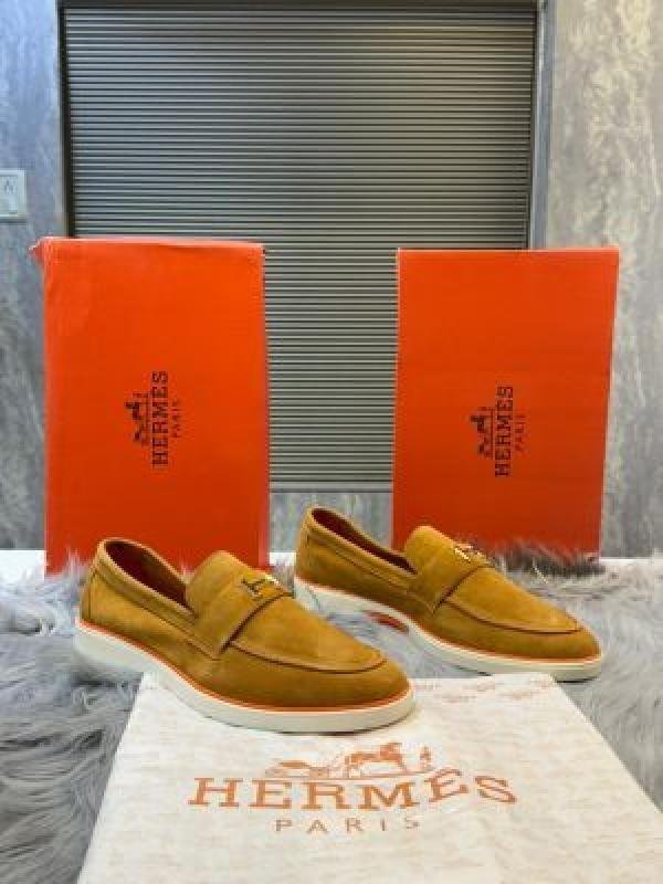 Hermes_logo tan 100% Genuine Suede Leather - Image 2