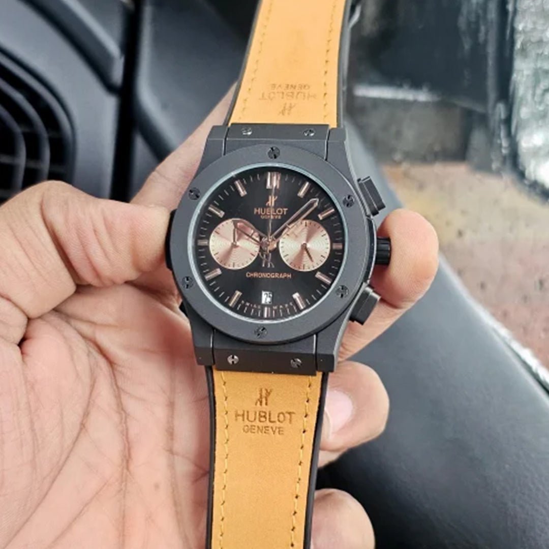 Hublot Brown Black Dial Leather Belt Watch - Image 2