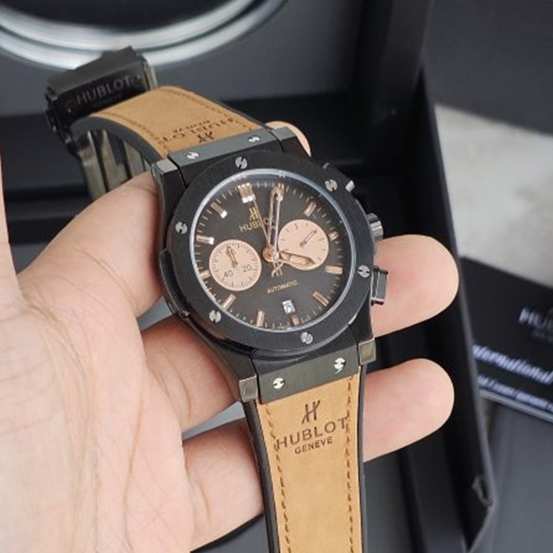 Hublot Brown Black Dial Leather Belt Watch - Image 3