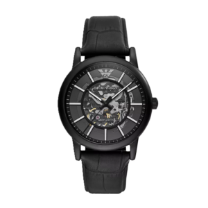 Armani Black Leather Automatic Watch