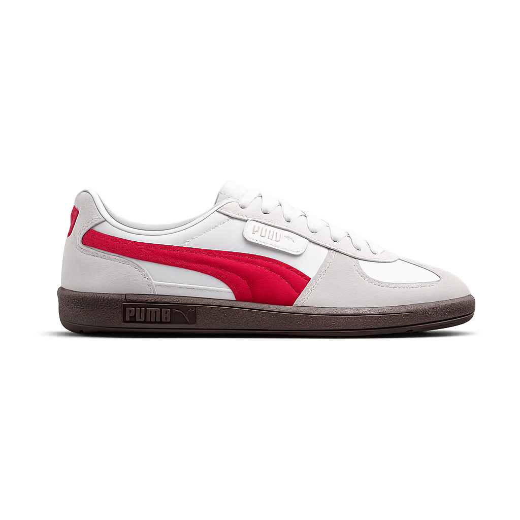 PUMA PALERMO LEATHER WHITEVAPOR GRAY-CLUB RED TOP BATCH UA