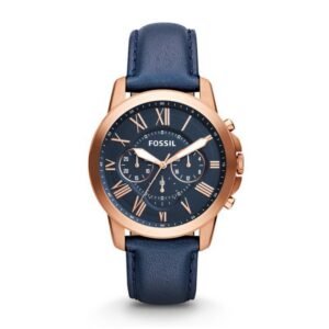 Fossil Grant Leather Belt Blue Copper Watch
